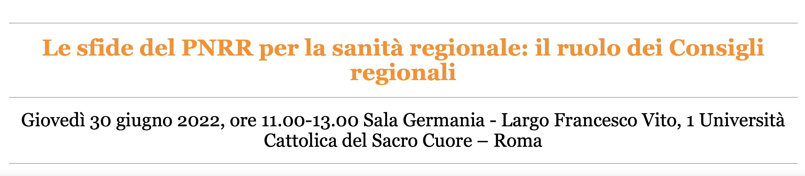 Le sfide del PNRR per la sanit&agrave; regionale: il ruolo dei Consigli regionali